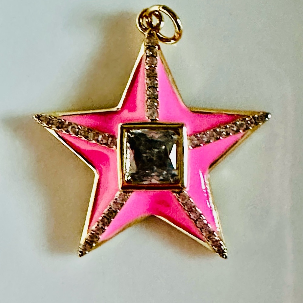 Pink Star Pendant with Gold Accents